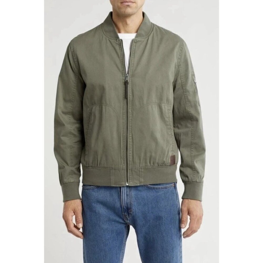 Lucky Brand Men's M Olive Green Bomber Jacket Full Zip Cotton  M0753